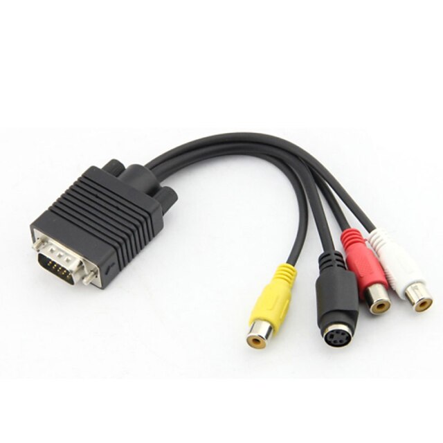  VGA to S-Video 3 RCA AV Adapter Converter Extension Cable for PC TV