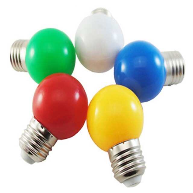  5 stk. Farget e27 1w energibesparende 6 ledet pærer globe lampe diy hvit grønn gul blå rød farge lyse ac220-240v