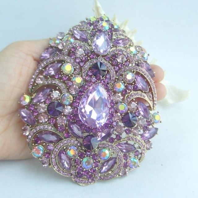  Women Accessories Gold-tone Lavender Rhinestone Crystal Flower Brooch Art Deco Crystal Brooch Bouquet