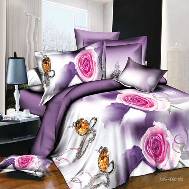  3d mönsterdesign tryckt sängkläder uppsättningar 4st tröstare uppsättningar drottning storlek påslakan lakan