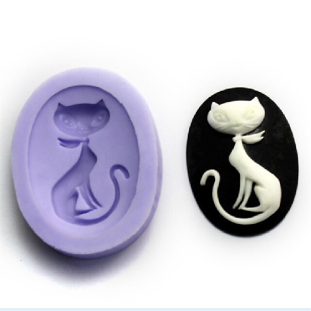  Bakeware Silicone Cat Baking Molds for Fondant Candy Chocolate Cake (Random Colors)