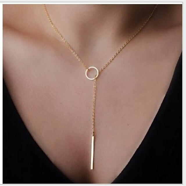  Women's Statement Necklace Y Necklace Lariat Karma Necklace Circle Dainty Ladies Simple Fashion Alloy Golden Necklace Jewelry For Party Daily Casual