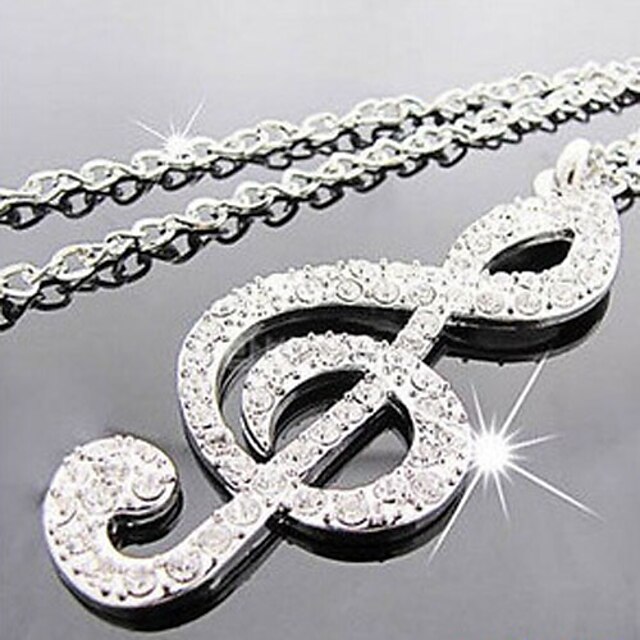  New Arrival Fashional Popular Delicate High Quality Rhinestone Note Necklace