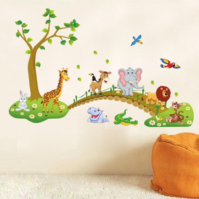  Forest Animal Cartoon Kindergarten Removable Wall Stickers For Kids Rooms Home Decor Diy Wallpaper Art Decals