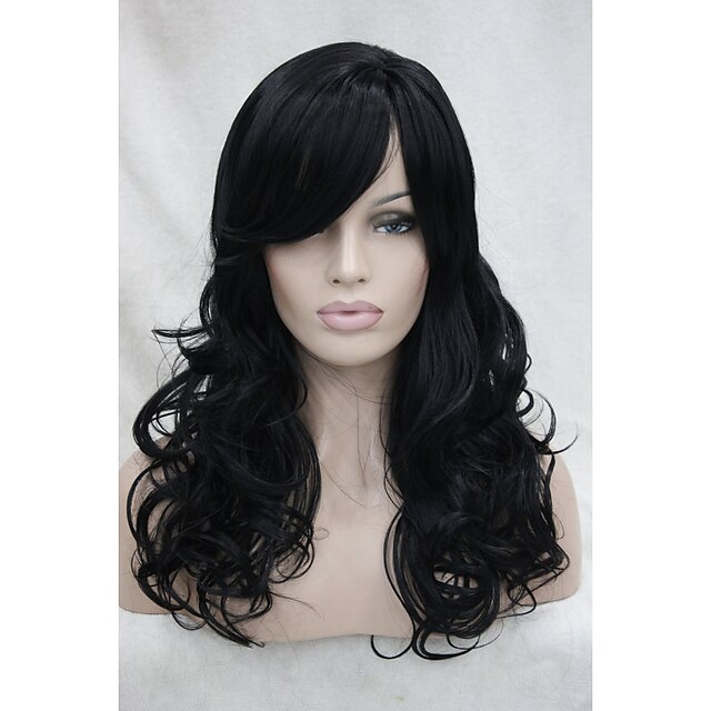  Synthetic Wig Curly Curly With Bangs Wig 1 Synthetic Hair Women's Black Hivision