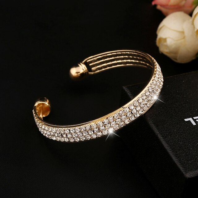  Women's Crystal Bracelet Bangles Cuff Bracelet Tennis Bracelet Tennis Chain Ladies Crystal Bracelet Jewelry Golden / Silver For Wedding Party Casual Daily Masquerade Engagement Party