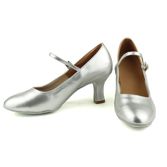  Pentru femei Sală Dans Pantofi Moderni Pantofi Salsa În aer liber Interior Antrenament Toc Înalt Culoare solida Buclă Negru Argintiu Auriu