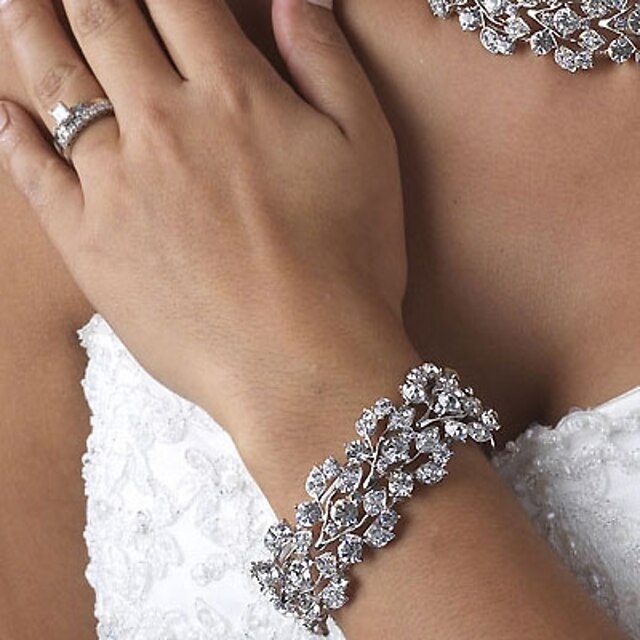 Luxurious Diamond/Rhinestone Aolly Silver Bracelet For Women Lades Bridal Birthday GIft Party Beach Wedding Dance
