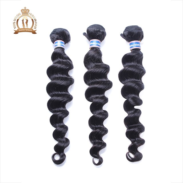  Virgin Human Hair Remy Weaves Loose Wave Malaysian Hair 300 g More Than One Year Daily / Black