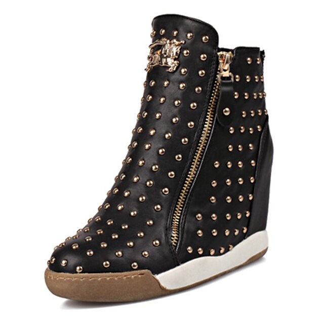 Women's Shoes Wedge Heel Round Toe Fashion Sneakers with Rivet More Colors available