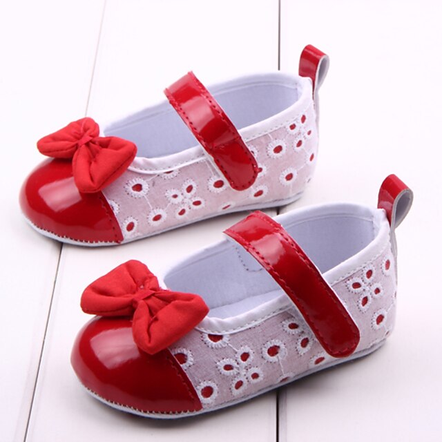  Girls' Comfort / First Walkers Fabric / PU Flats Infants(0-9m) Bowknot Red / Pink Spring & Summer