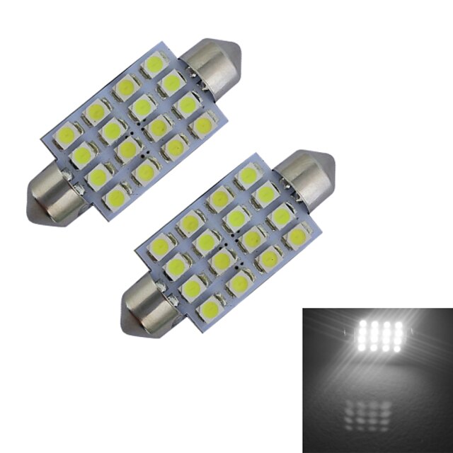  2pcs 80-100 lm Festoon Διακοσμητικό Φως 16 LED χάντρες SMD 3528 Ψυχρό Λευκό 12 V / 2 τμχ