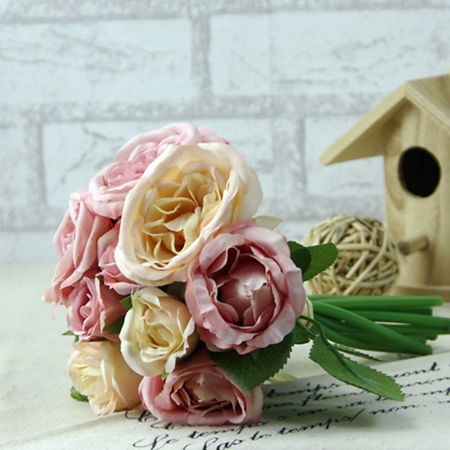  Fleurs de mariage Rond Roses Bouquets Mariage Rose Satin 5.51