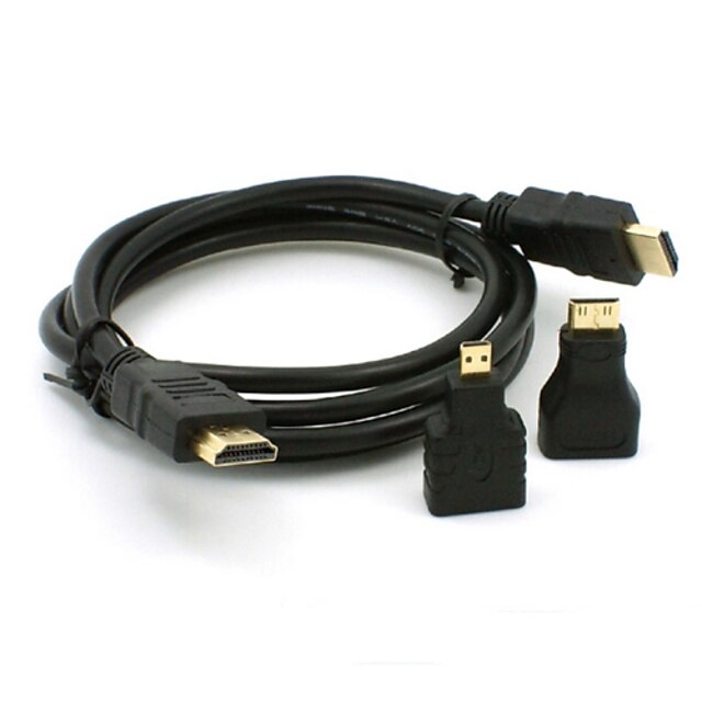  Full HD 3 i 1 HDMI till HDMI mini hdmi micro HDMI-kabel v1.4 guld-plating adapter omvandlare