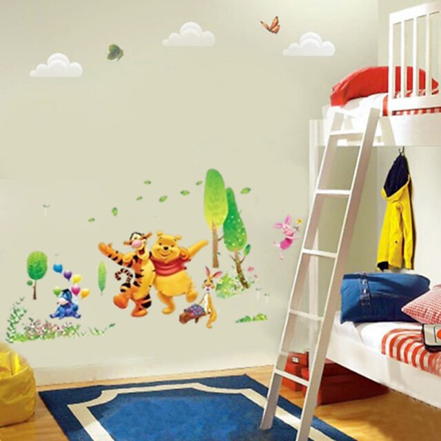  winnle в poooh со своим другом тигр кролика стены наклейки для детской комнаты zooyoo876 декоративный съемный ПВХ