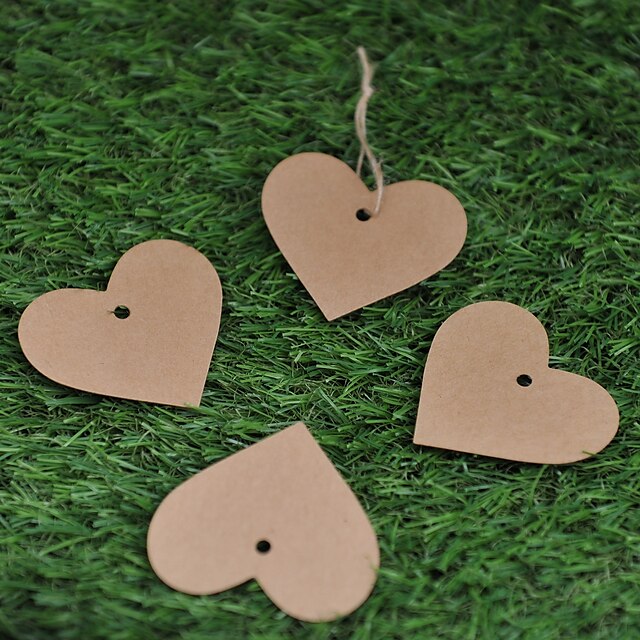  Kraft Paper  Labels (Set of 50)----Heart without Ribbon Wedding Favors