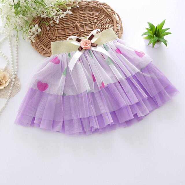  Girls' Bow Polyester Skirt Purple