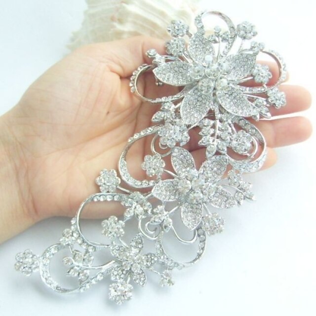  Wedding Accessories Silver-tone Clear Rhinestone Crystal Bridal Brooch Wedding Deco Flower Wedding Brooch Bridal Bouquet