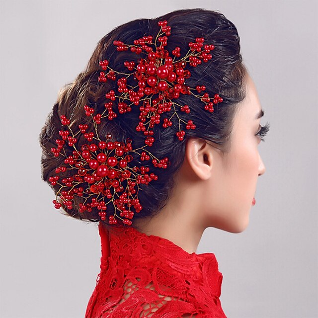  Γυναικεία Μαργαριτάρι Στρας Headpiece-Γάμου Λουλούδια 1 Τεμάχιο