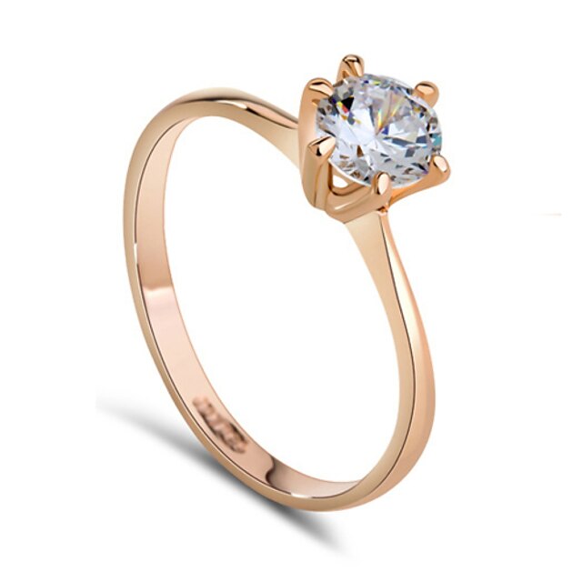  Women's Statement Ring Crystal 18K Gold Plated / Cubic Zirconia / Imitation Diamond Ladies / Classic Wedding / Party / Daily Costume Jewelry / Solitaire