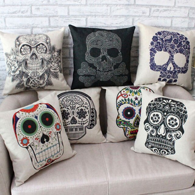  High Quality Skull Printing  Pillow Cover (18*18 inch)
