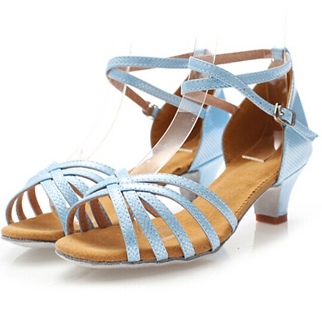  Latin Shoes Sandal Low Heel Leatherette Buckle Pink / Light Blue / Indoor