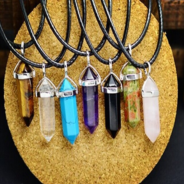  Women's Fashion Pendant Necklace Crystal Crystal Agate Leather Turquoise Alloy Pendant Necklace , Daily Casual