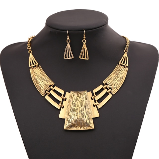  Women's Geometrical Jewelry Set Statement Necklace Gold Plated Fashion egyptian Gold Silver Necklace Jewelry For Party Special Occasion Birthday Gift