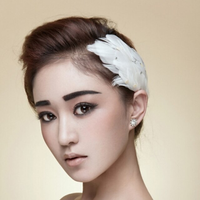  Feather Tiaras Flowers Hair Pin Head Chain Headpiece Elegant Style