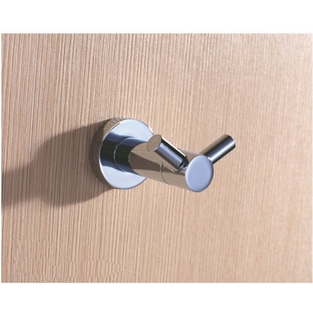  Bathroom Double Prong Robe and Towel Hook, Chrome Solid Brass