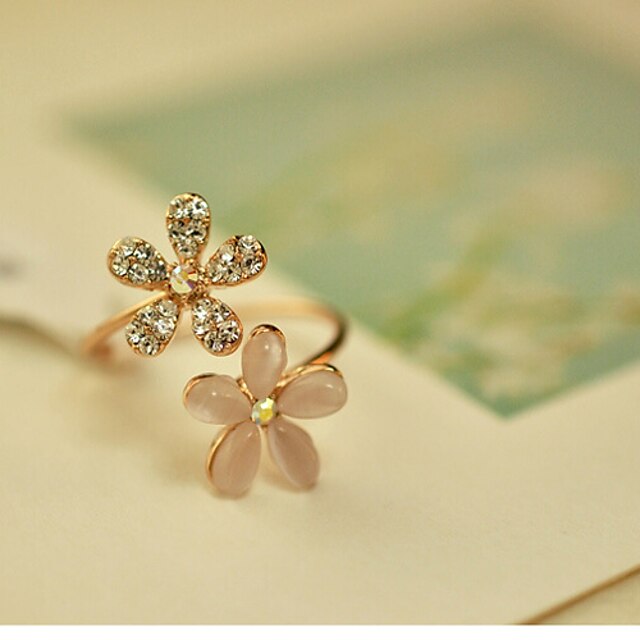  Statement Ring Synthetic Opal Gold Cubic Zirconia Opal Imitation Diamond Flower Ladies / Women's