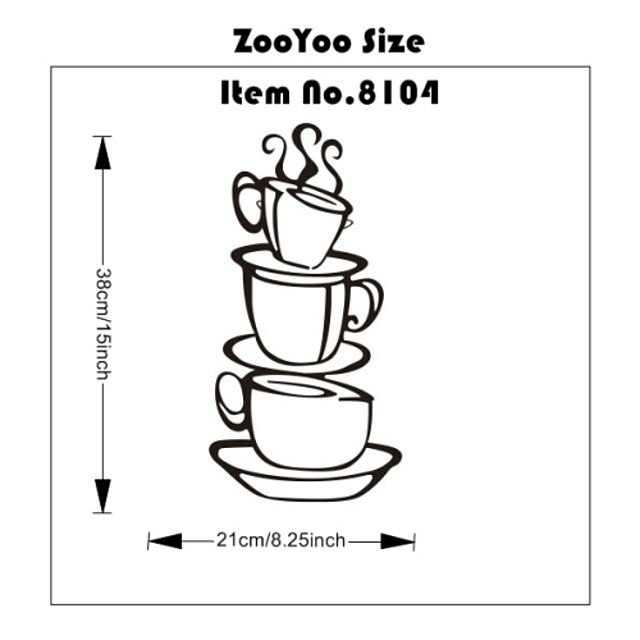  zooyoo8104キッチンルーム取り外し可能なビニールの壁の芸術のDIYコーヒーショップ壁のステッカーの家の装飾のカップを持っています