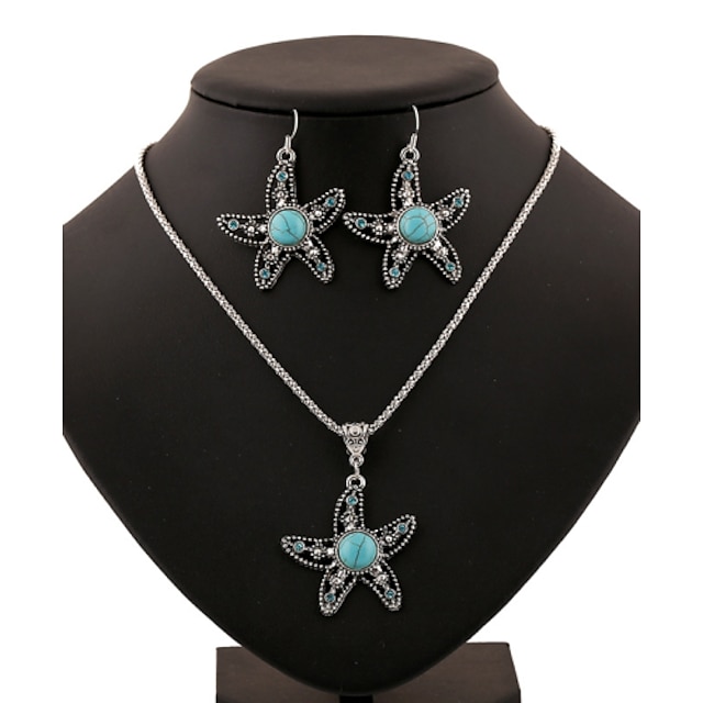  Turquoise Jewelry Set Starfish Turquoise Earrings Jewelry Green For Party Birthday Engagement Gift Daily Casual / Necklace
