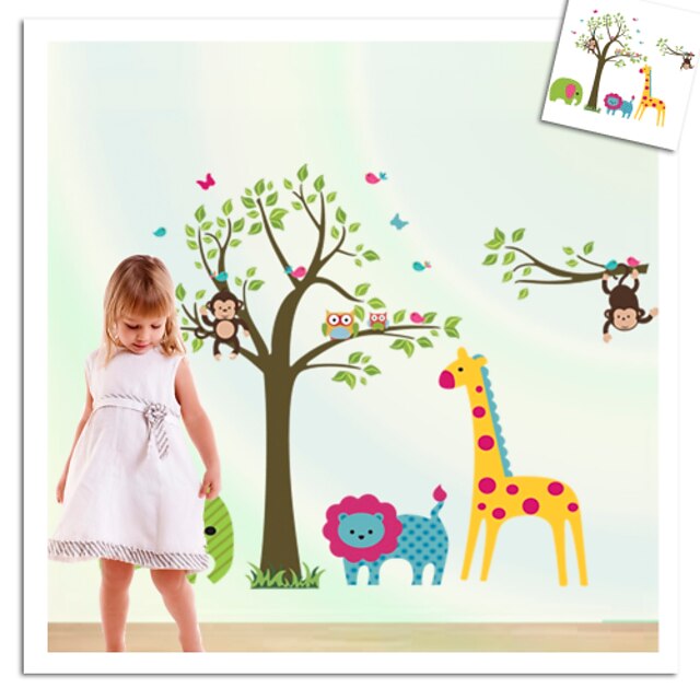  singe éléphant lion zooyoo sticker mural pour chambre d'enfants zooyoo5071 décoratif PVC amovible décalque de mur