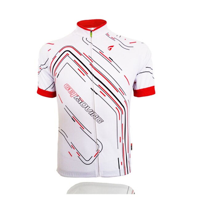  GETMOVING Men's Women's Short Sleeve Cycling Jersey White Stripes Bike Tracksuit Jersey Top Mountain Bike MTB Road Bike Cycling Breathable Quick Dry Anatomic Design Sports Coolmax® Terylene Clothing