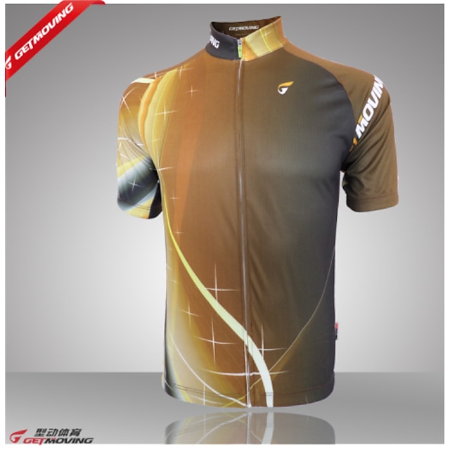  GETMOVING Men's Short Sleeve Cycling Jersey - Yellow Bike Jersey Top Breathable Quick Dry Anatomic Design Sports Polyester Coolmax® Terylene Road Bike Cycling Clothing Apparel / Stretchy