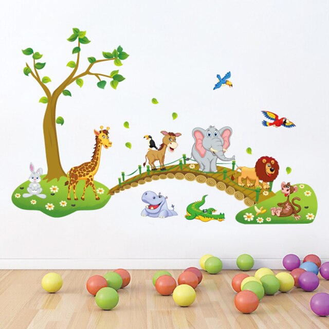  Animals / Cartoon Wall Stickers Animal Wall Stickers Decorative Wall Stickers, PVC(PolyVinyl Chloride) Home Decoration Wall Decal Wall Decoration / Washable / Removable