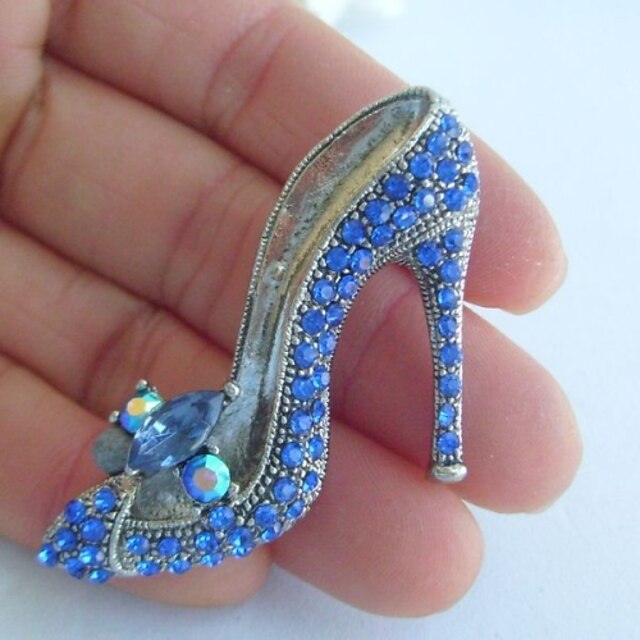  γυναικεία αξεσουάρ ασήμι-Ήχος μπλε τεχνητό διαμάντι κρύσταλλο ψηλοτάκουνα παπούτσια καρφίτσα art deco γυναίκες κοσμήματα