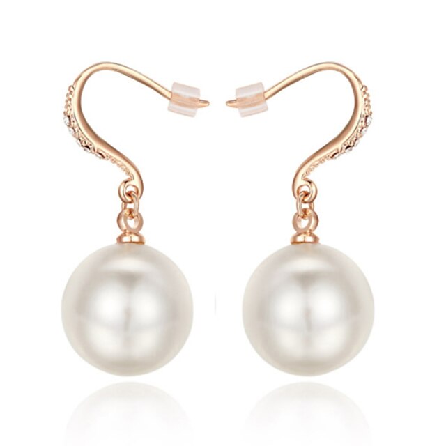  Women's Pearl Drop Earrings Ladies Simple Style Pearl Imitation Pearl Cubic Zirconia Earrings Jewelry Rose Gold / Silver For