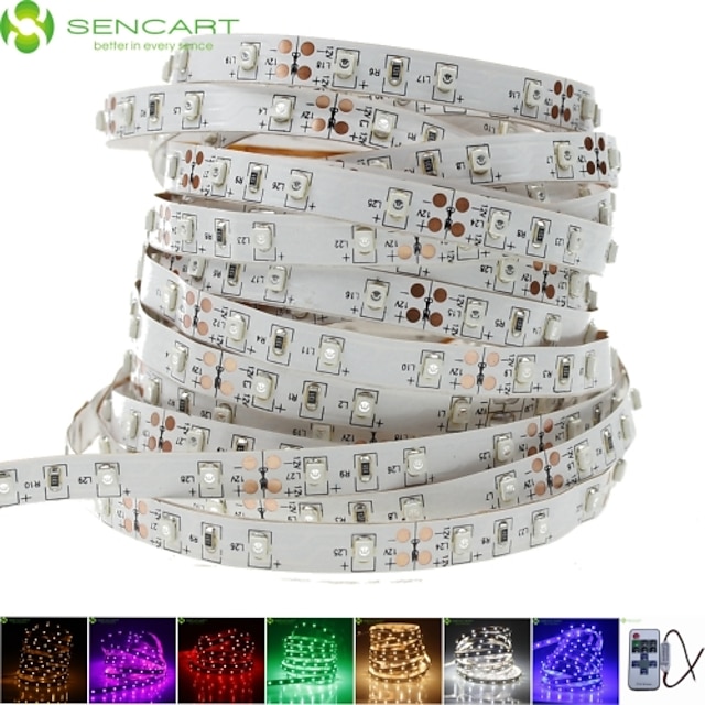  SENCART 5m Flexible LED Light Strips 300 LEDs 3528 SMD 1pc Warm White / White / Red Cuttable / Linkable / Suitable for Vehicles 12 V / Self-adhesive