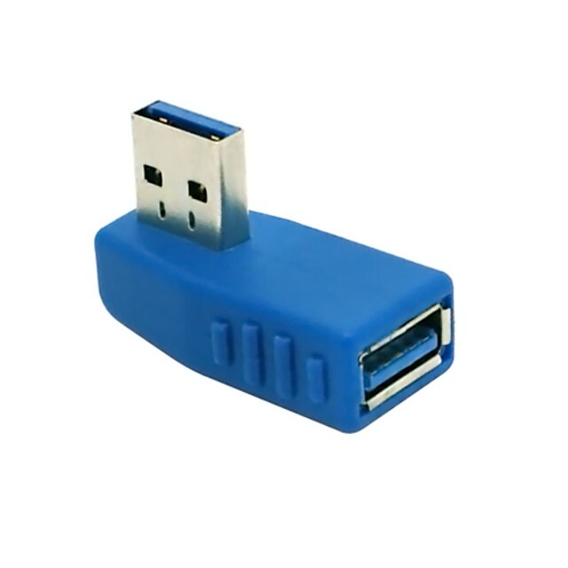  vertikale vinkelen 90 grader usb 3.0 hann til hunn adapter konverter coupler kontakt adapter blå