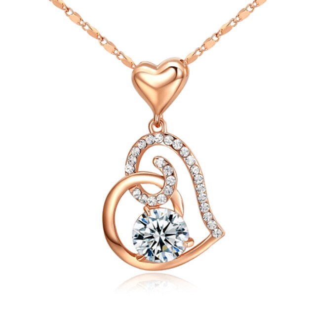  Women's Crystal Pendant Necklace Round Cut Heart Love Ladies Vintage Party Work 18K Gold Plated Imitation Diamond Alloy Necklace Jewelry 1pc For Party