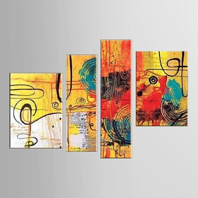  Hang festett olajfestmény Kézzel festett - Állatok Modern Vászon / Négy elem
