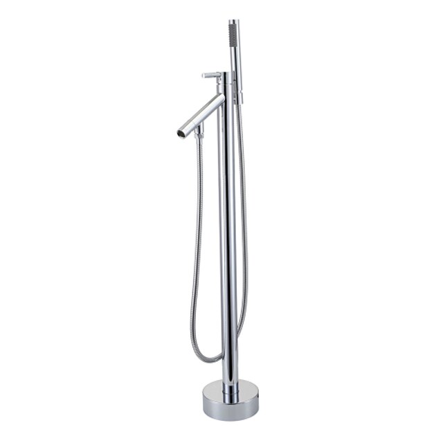  Смеситель для ванны - Современный Хром Установка на полу Керамический клапан Bath Shower Mixer Taps / Одной ручкой одно отверстие