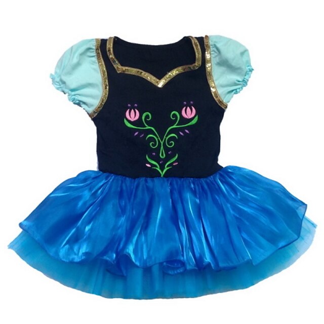 Ballet Dresses Children's Performance Chiffon / Cotton / Tulle Cascading Ruffle 1 Piece Blue
