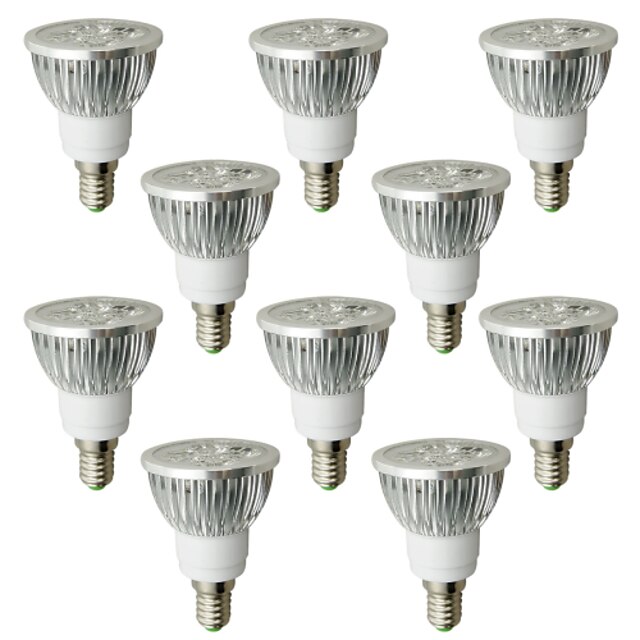  6W E14 LED szpotlámpák 4 Nagyteljesítményű LED 530-580 lm Meleg fehér AC 100-240 V 10 db.