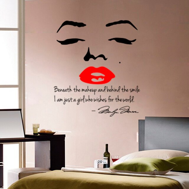  kuuma myymällä Marilyn Monroe siteeraa tarratapetit zooyoo8002 makuuhuone vinyyli seinä tarrat olohuone diy seinälle