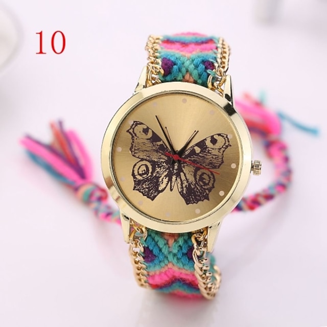  as mulheres se vestem relógios relógio de ouro novo designer chegada genebra tecidos à mão borboleta relógio de pulso pulseira artesanal