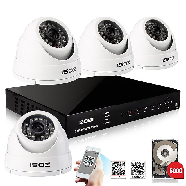  zosi® 800tvl 960H HDMI CCTV IR sistema outdoor kits DVR HDD 500GB de 4 canais H.264 4x dia noite de câmera de segurança
