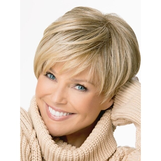  Synthetic Wig Straight Straight Asymmetrical Wig Short Brown Synthetic Hair Women's Natural Hairline Blonde
